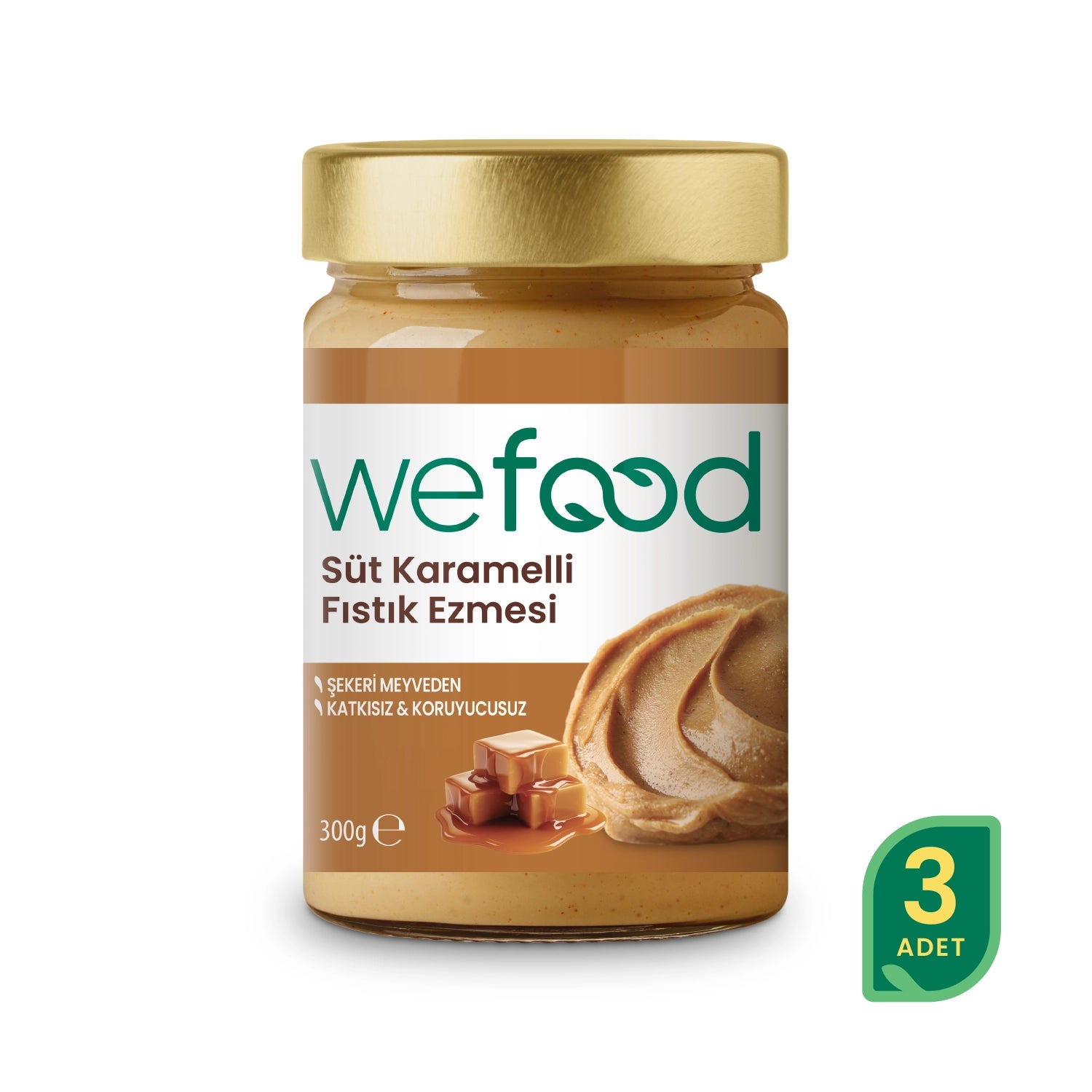 Wefood Süt Karamelli Fıstık Ezmesi 300 gr 3'lü